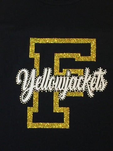 Freeport Yellowjackets Rhinestone & Glitter Cheer Bow