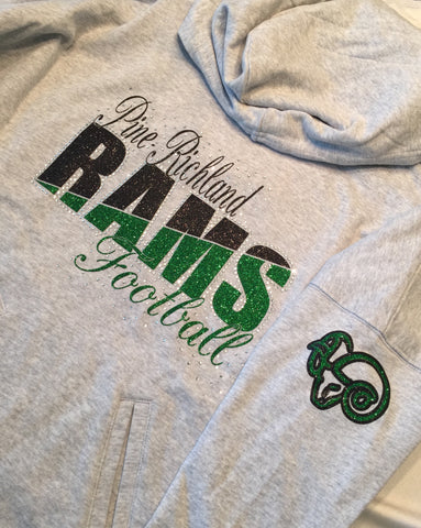 Pine-Richland Rams split color hoodie