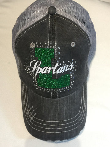 Laurel Spartans Distressed Bling Hat